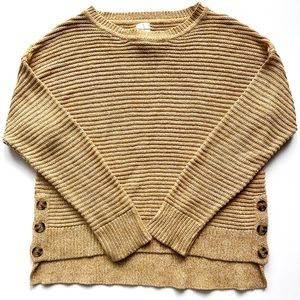 Joie Yellow Crewneck Sweater w/ Brown Buttons | Size Small